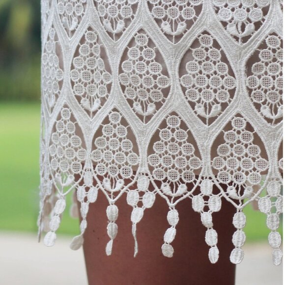 Gorgeous Stone Cold Fox Iowa Off Shoulder Dress Ivory Lace Size L -- MSRP $420 - Picture 3 of 10